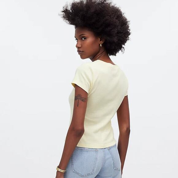 Madewell "A Day in the Sun" Graphic Tee in Pale Pineapple Yellow Size S NWT - Picture 2 of 12